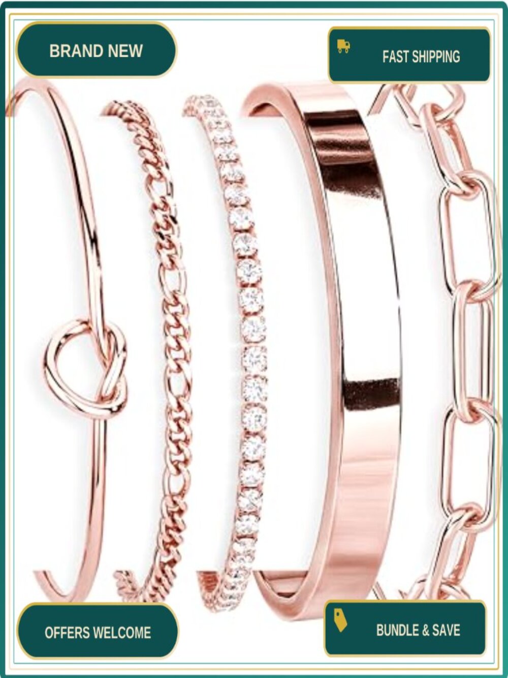 Gold Plated Sterling Silver Cuff Bracelet Set Stackable Bangle